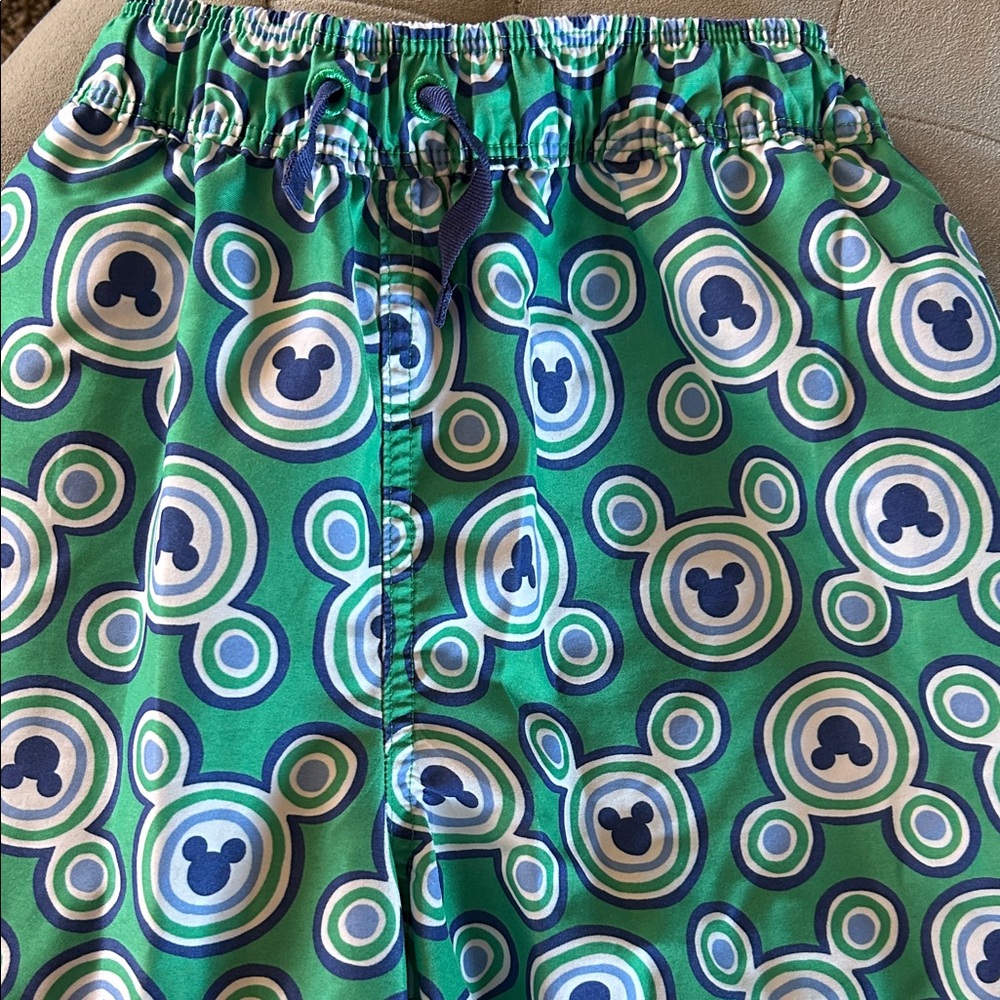 Disney Hanna Andersson Green and Blue Mickey Swim Trunks size 150/US 12 boys.